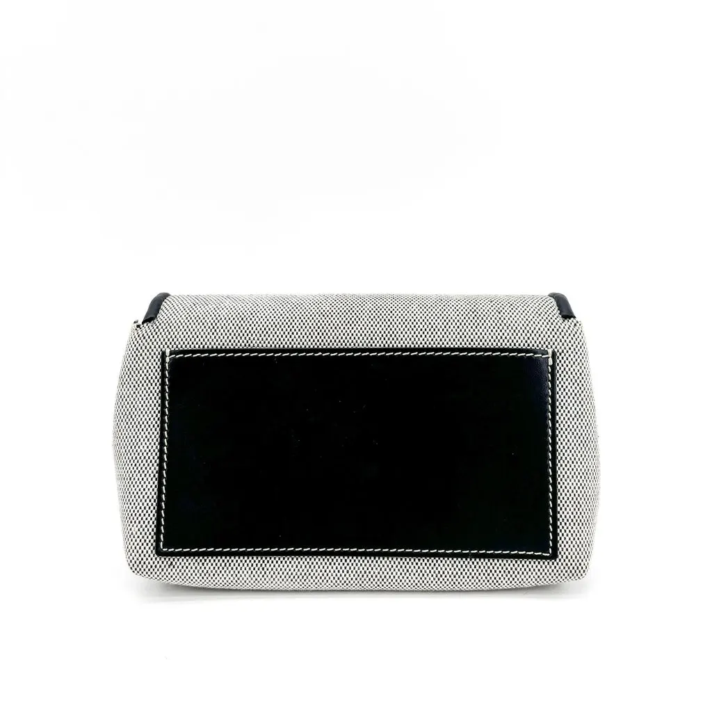 Burberry Horseferry Print Canvas Note Shoulder Bag Black White Black Canvas Good - Inside View