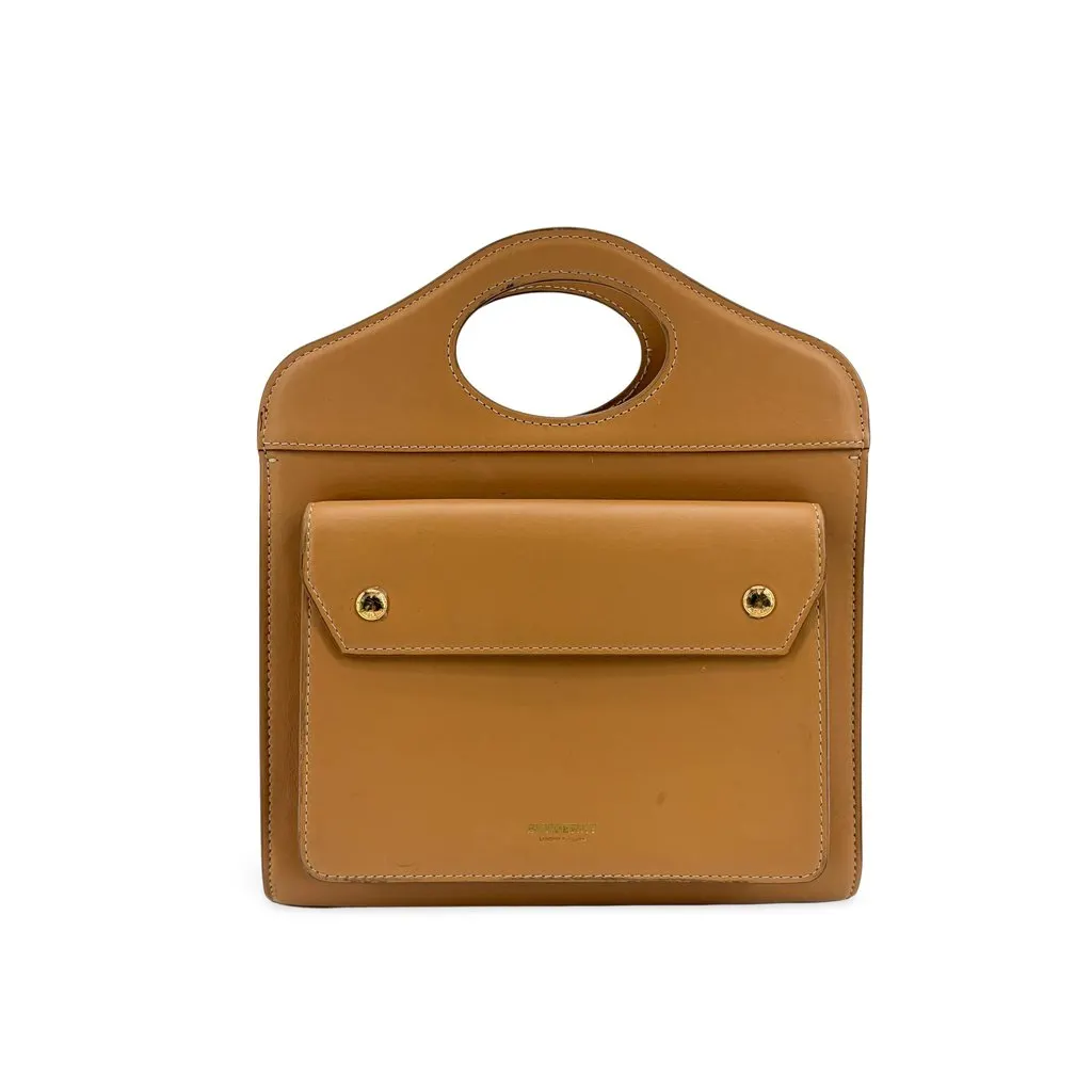 Burberry Mini Leather Pocket Bag Brown Brown Leather Good - Front View