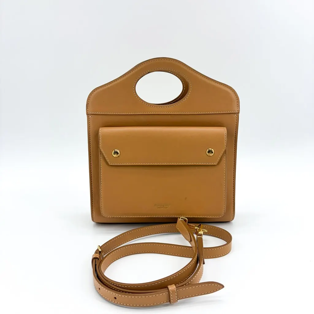 Burberry Mini Leather Pocket Bag Brown Brown Leather Good - Back View