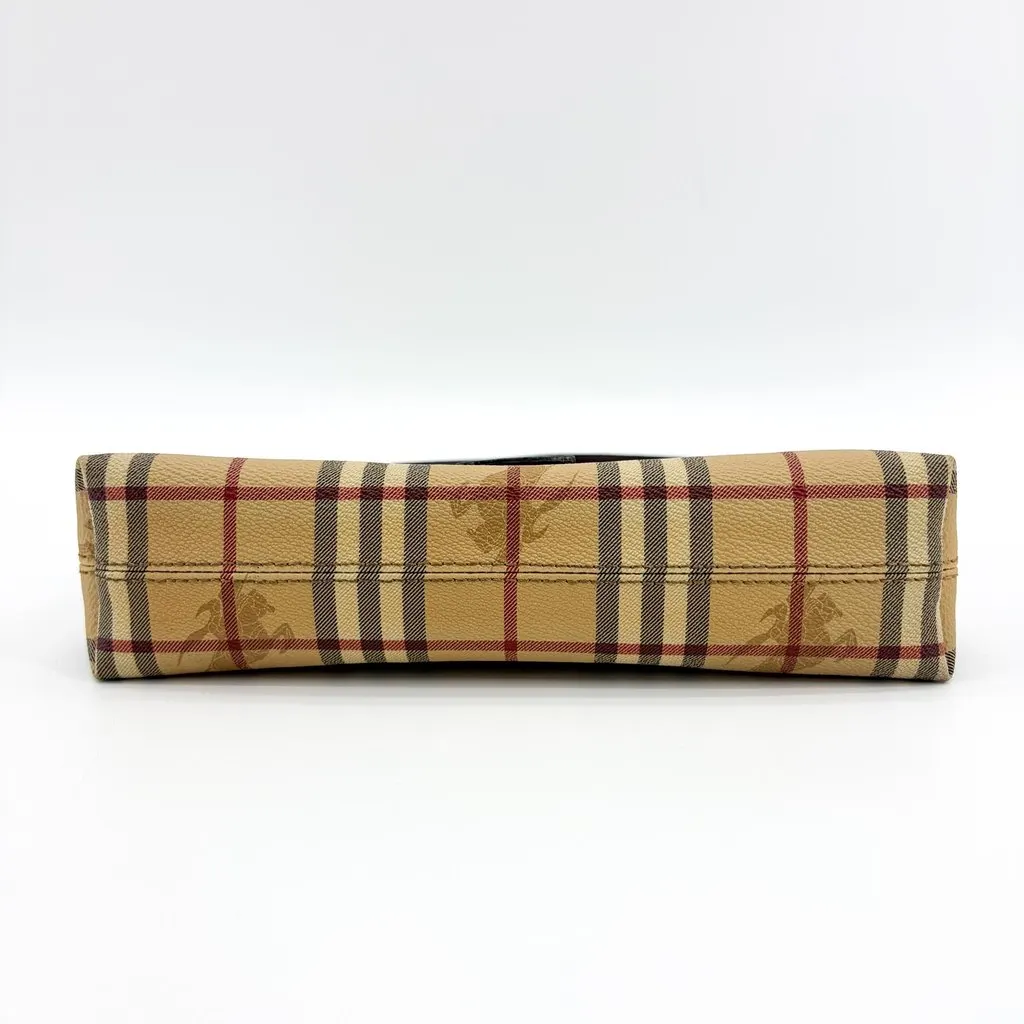 Burberry Nova Check Canvas Leather Buckle Shoulder Bag Beige Brown Beige Canvas Good - Box View