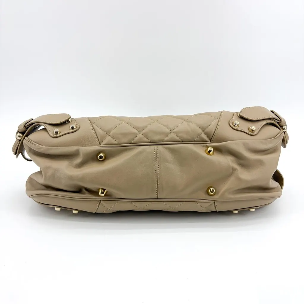 Burberry Quilted Lambskin Leather Buckle Hobo Bag Taupe Beige Leather Good - Box View