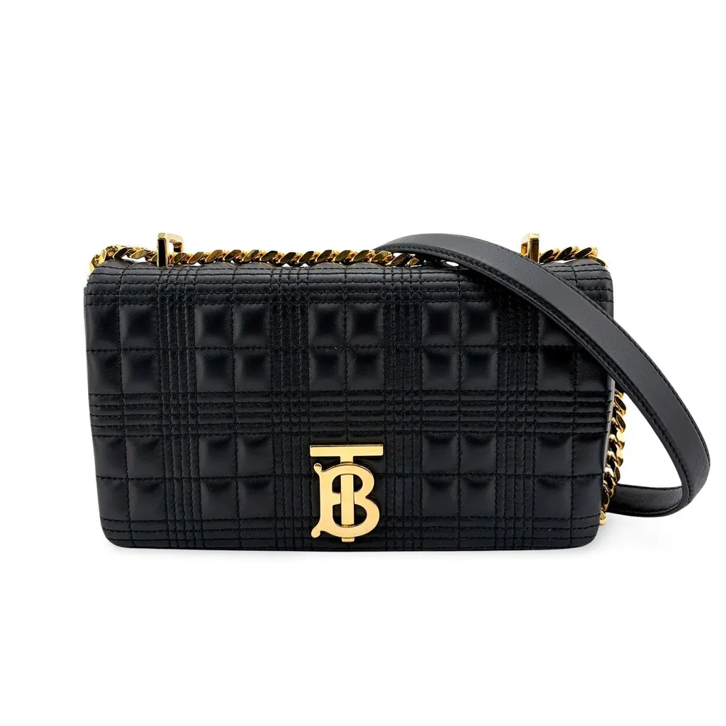 Burberry Small Lola Shoulder Bag Black Gold Hardware Black Leather Very good - Front View