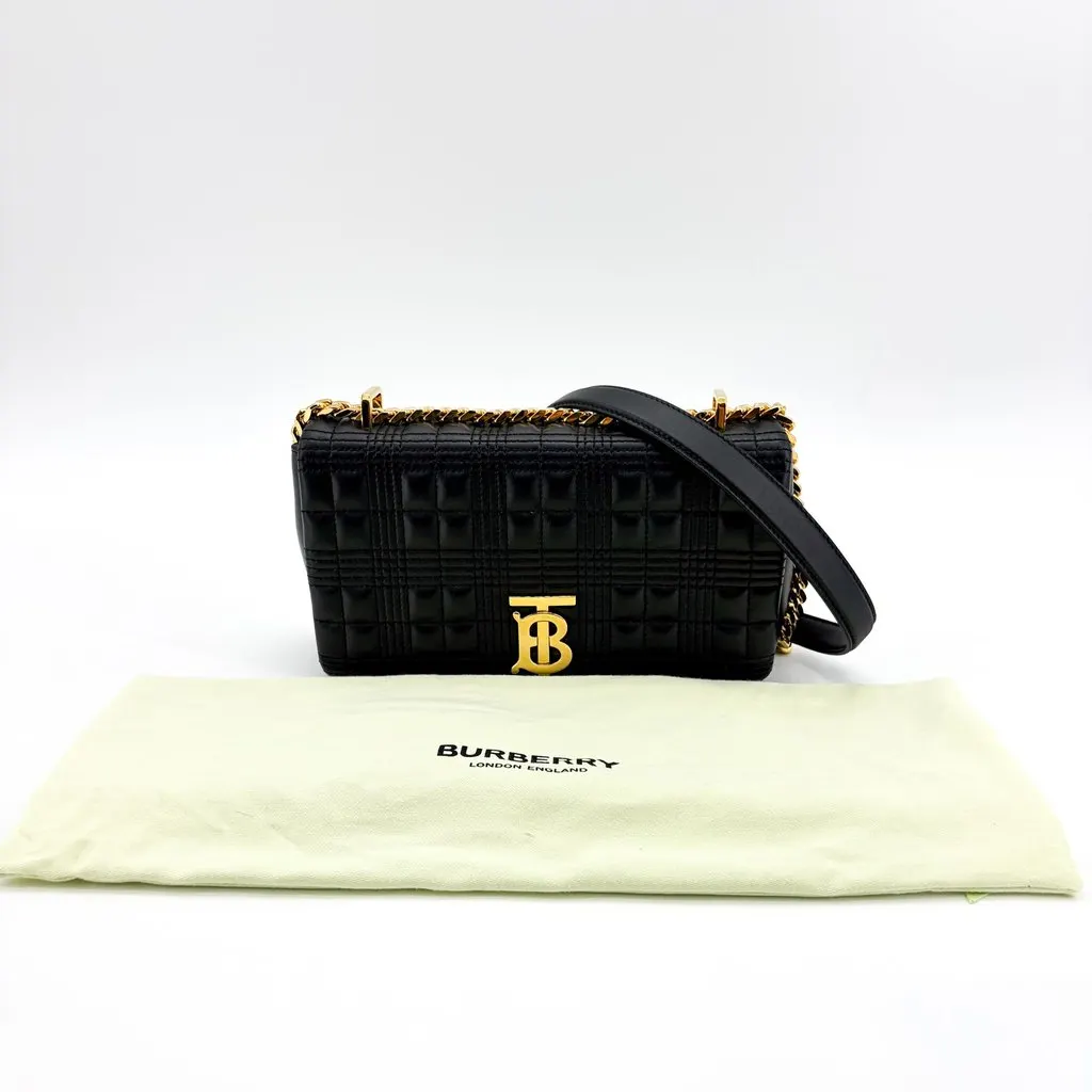 Burberry Small Lola Shoulder Bag Black Gold Hardware Black Leather Very good - Back View