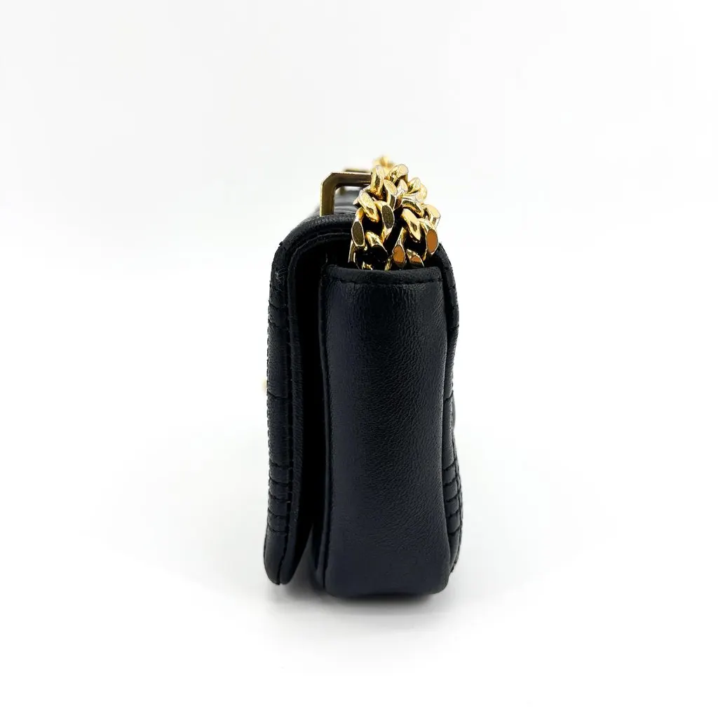 Burberry Mini Quilted Leather Lola Bag Black Black Leather Good - Model View