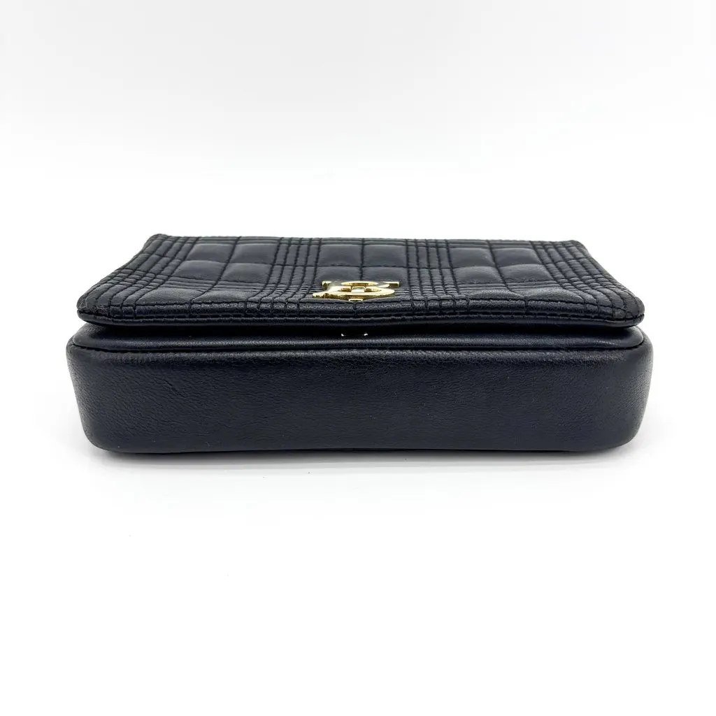Burberry Mini Quilted Leather Lola Bag Black Black Leather Good - Box View