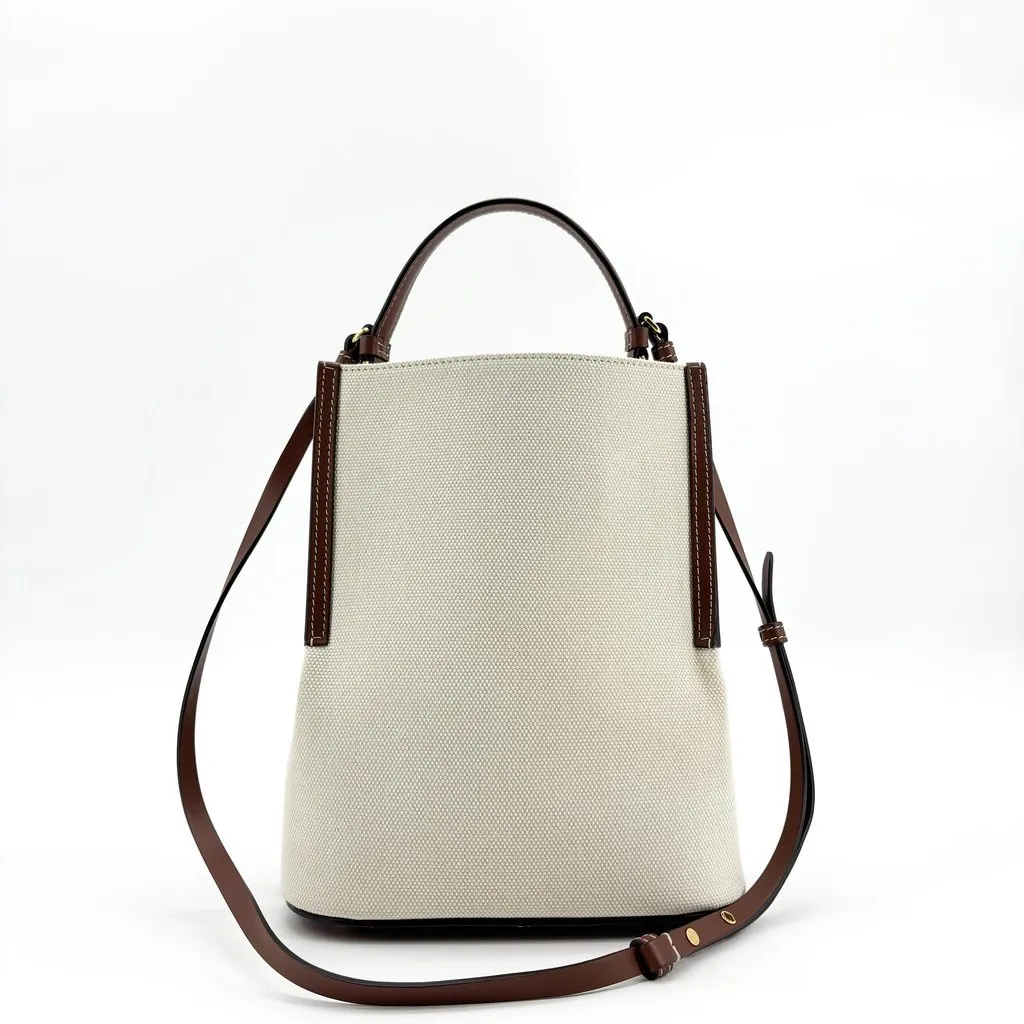 Burberry Small Logo Graphic Canvas Peggy Bag Natural Malt Brown Beige Canvas Good - Back View