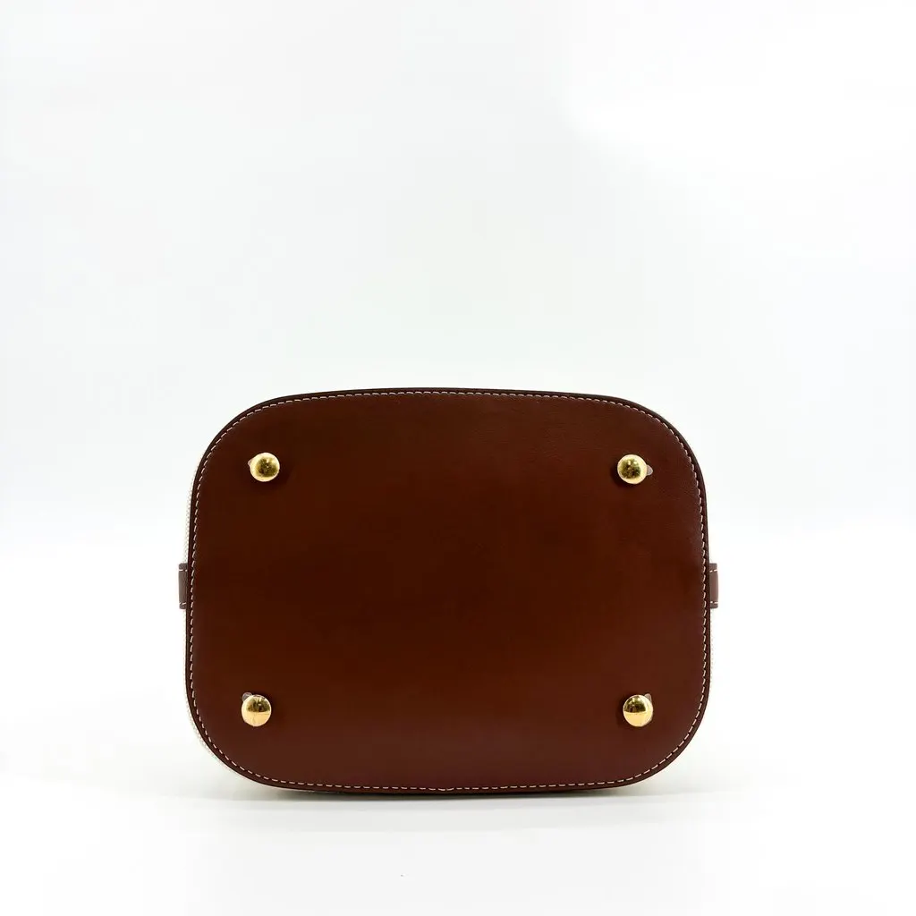 Burberry Small Logo Graphic Canvas Peggy Bag Natural Malt Brown Beige Canvas Good - Box View