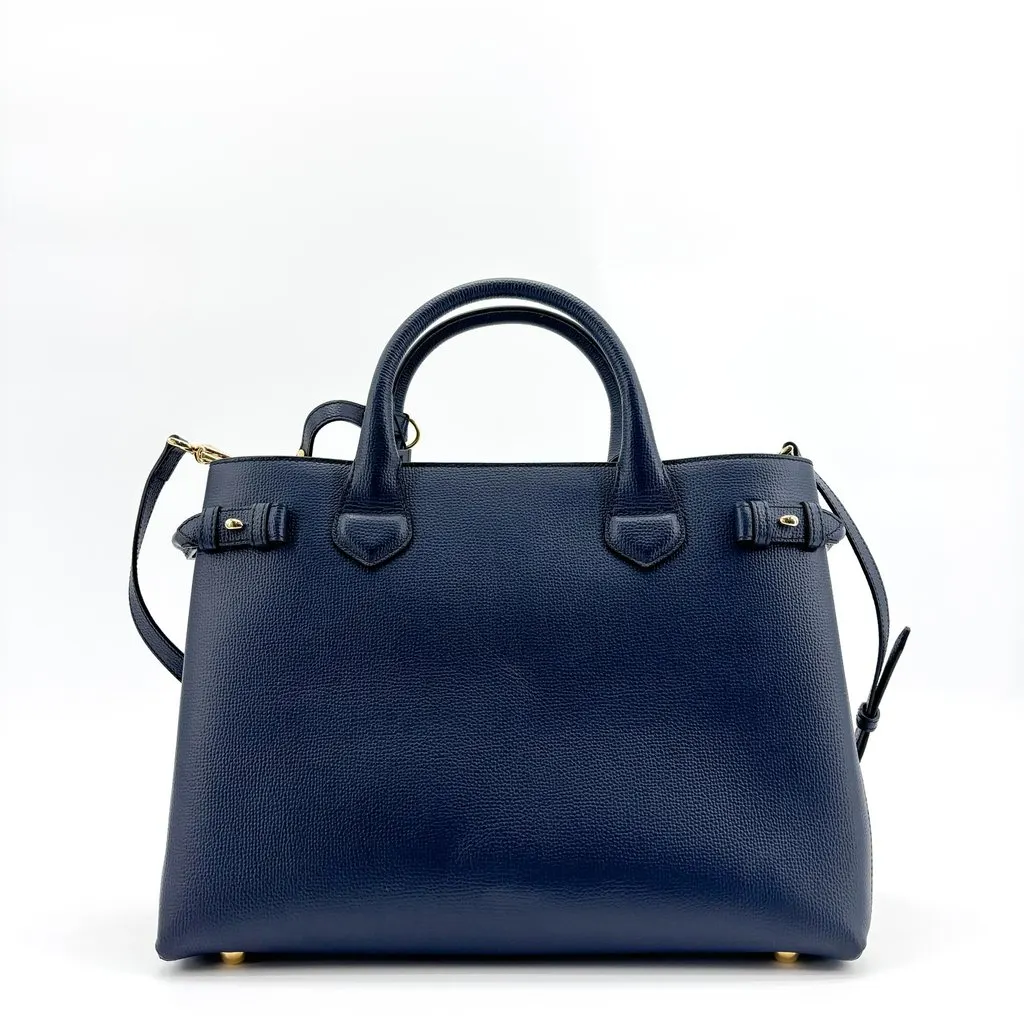 Burberry Medium Banner Bag Navy Navy Leather Good - Inside View