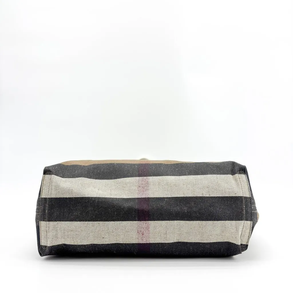 Burberry Medium Vintage Check and Leather Tote Bag White Beige Canvas Good - Box View