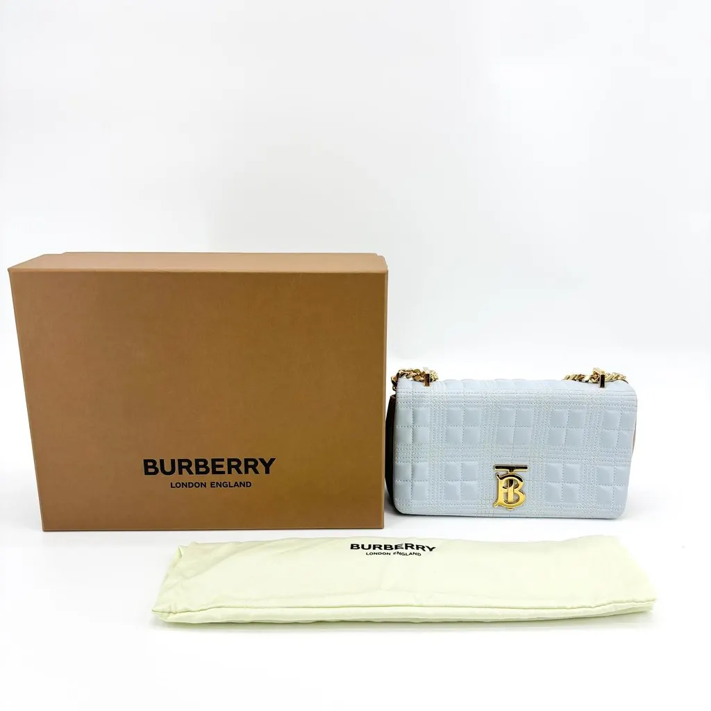 Burberry Small Quilted Leather Lola Bag Sky Blue Beige Leather Very good - Back View