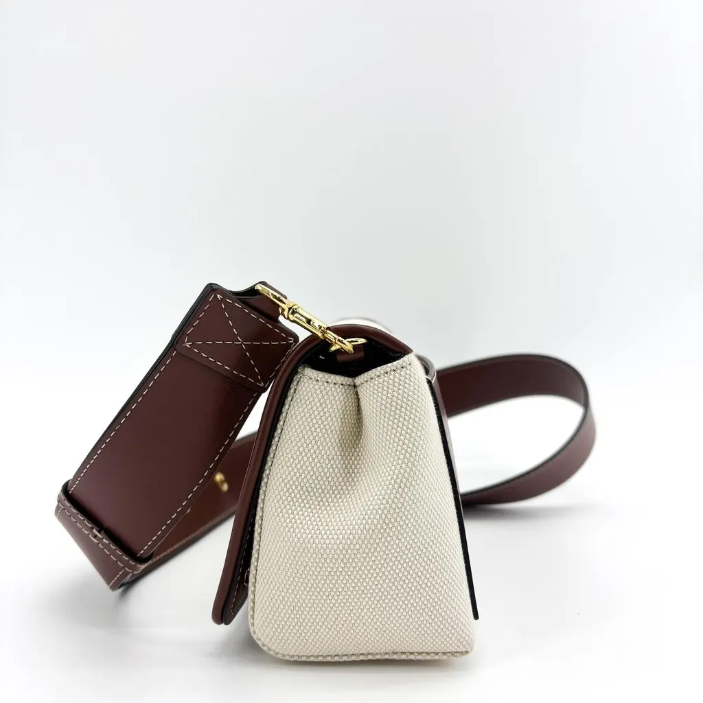 Burberry Mini Note Bag in Horseferry Print Canvas and Leather Natural Malt Brown Brown Canvas Good - Box View