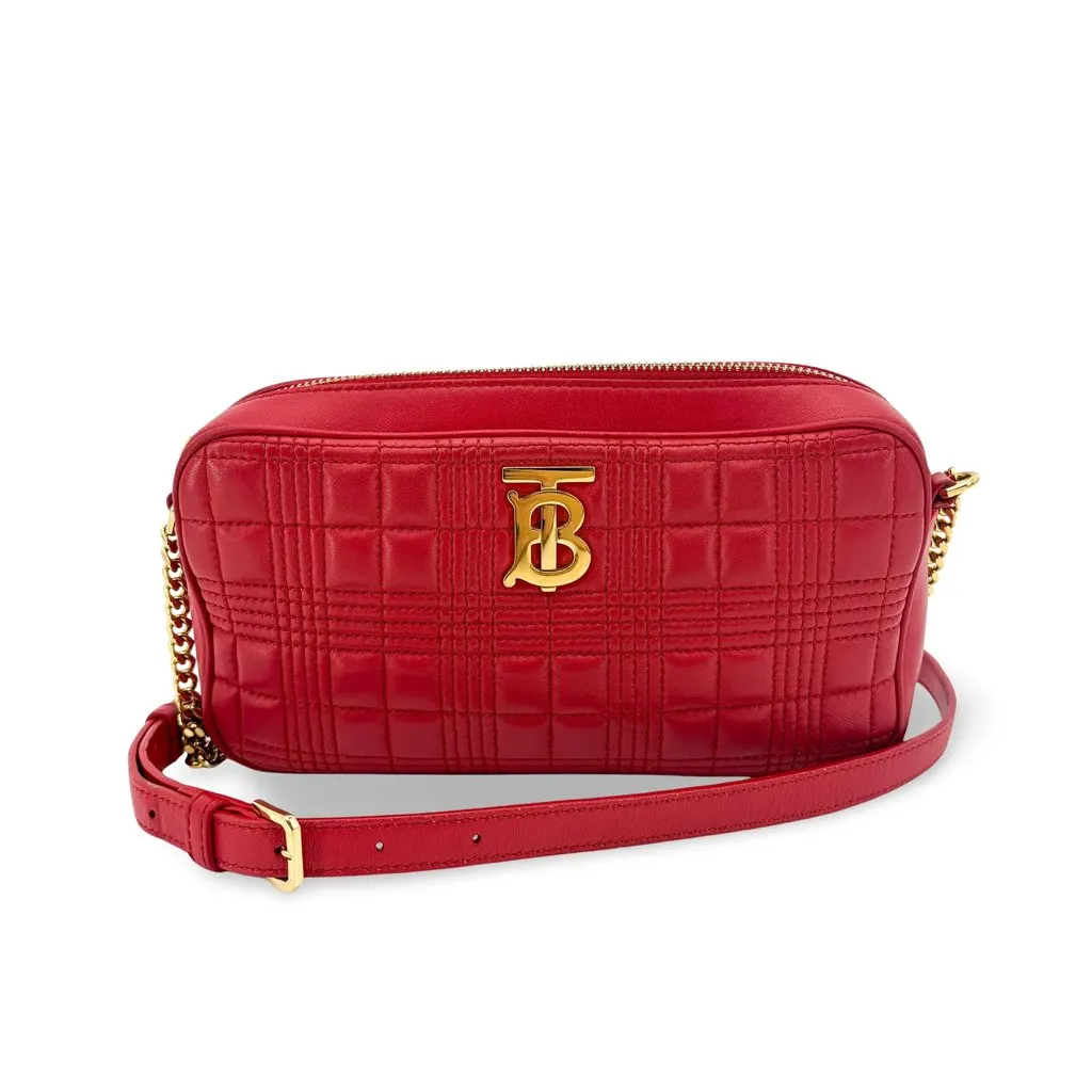 Burberry Micro Quilted Leather Camera Bag Gold Leather Good - Front View