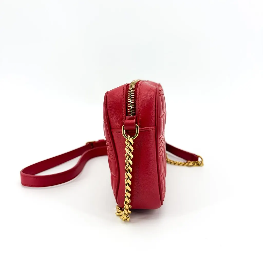 Burberry Micro Quilted Leather Camera Bag Gold Leather Good - Model View