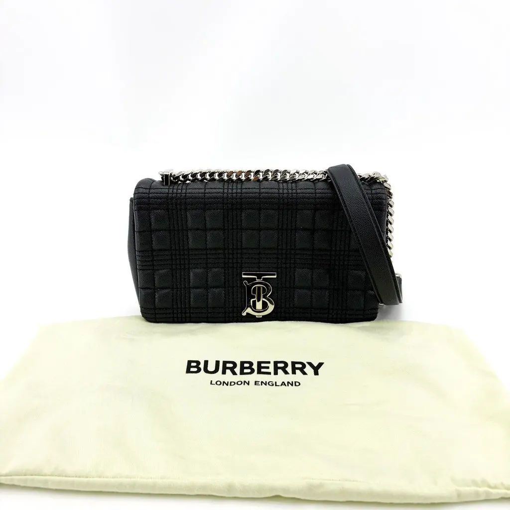 Burberry Small Lola Shoulder Bag Black Silver Black Leather Good - Back View