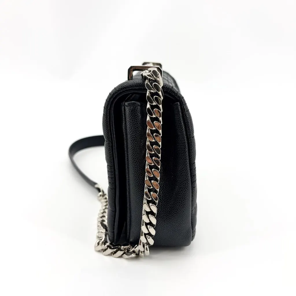 Burberry Small Lola Shoulder Bag Black Silver Black Leather Good - Model View