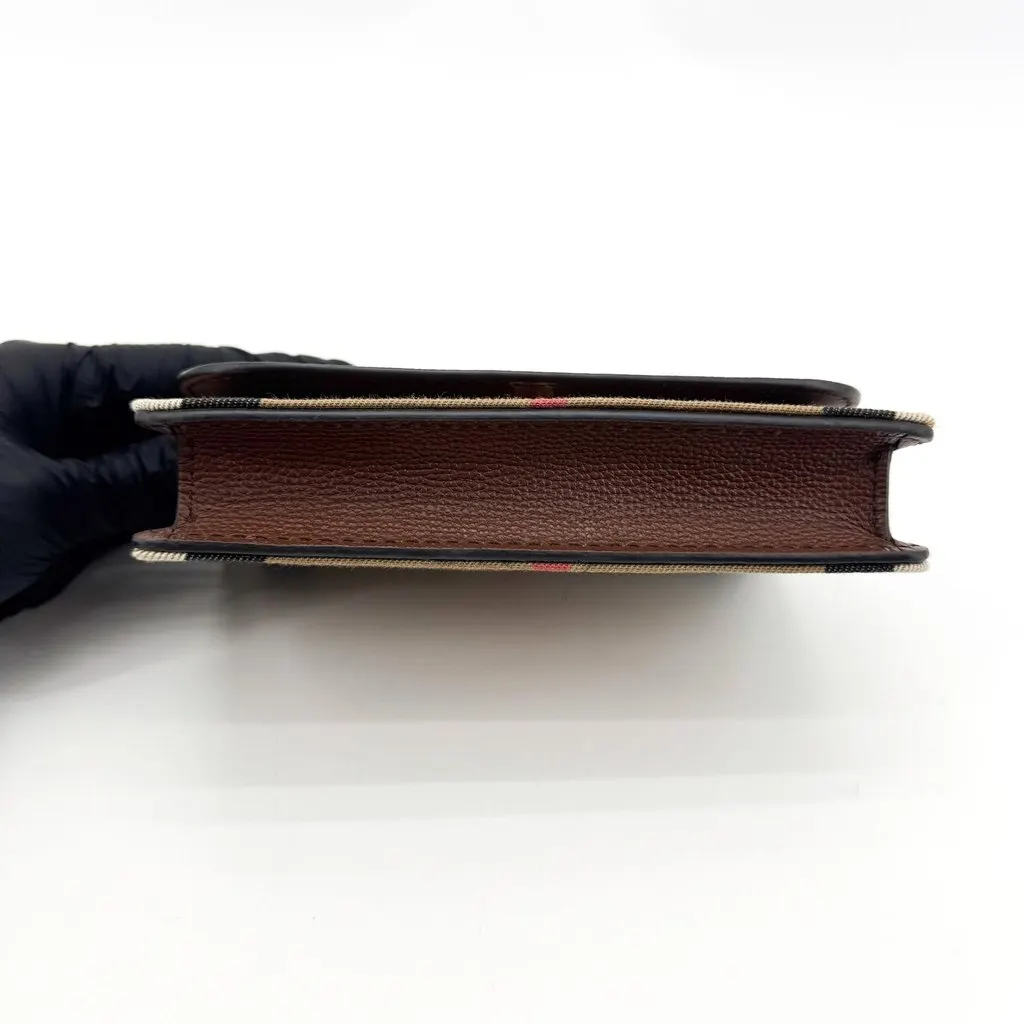 Burberry Vintage Check and Leather Foldover Card Case Brown Beige Leather Good - Box View