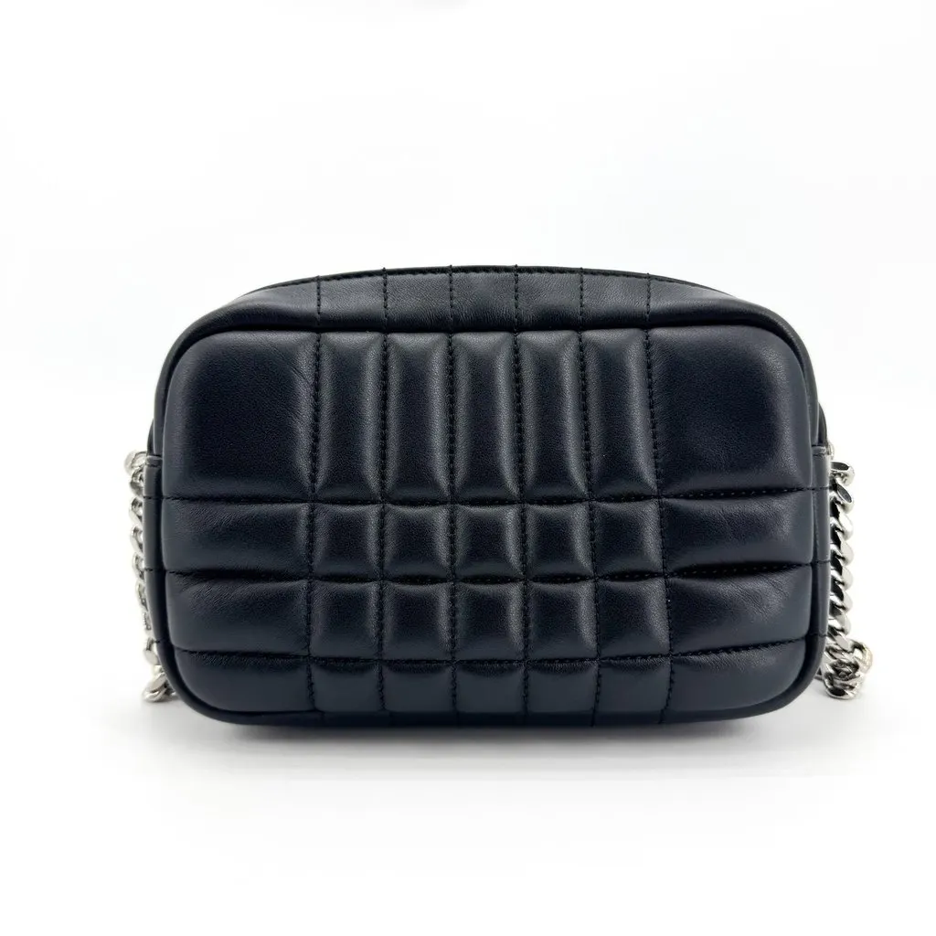 Burberry Mini Lola Quilted Leather Camera Bag Silver Black Black Leather Very good - Back View