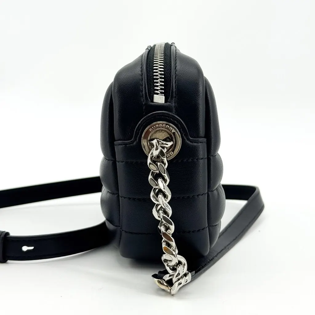 Burberry Mini Lola Quilted Leather Camera Bag Silver Black Black Leather Very good - Inside View