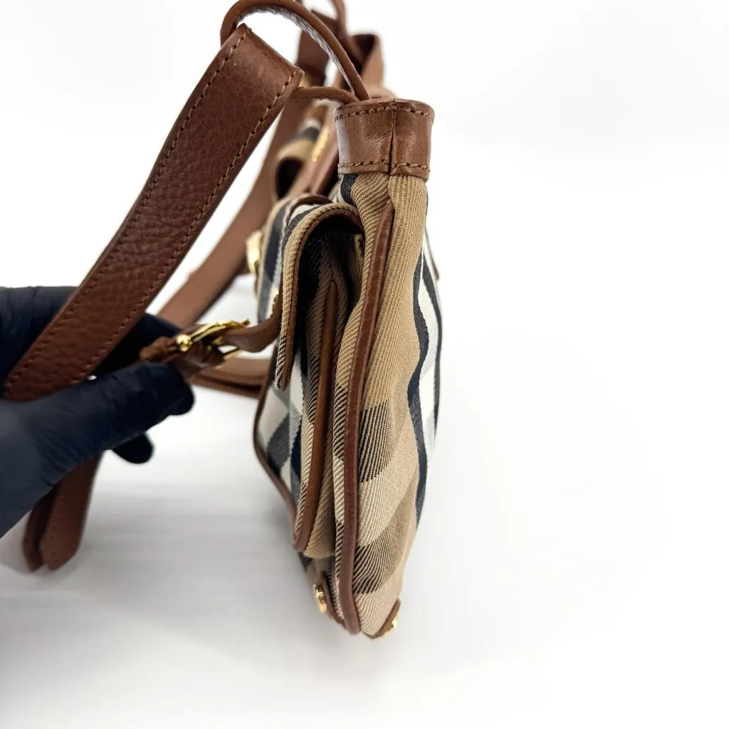 Burberry Vintage Nova Check Multi Pocket Shoulder Bag Brown Beige Canvas Very good - Box View