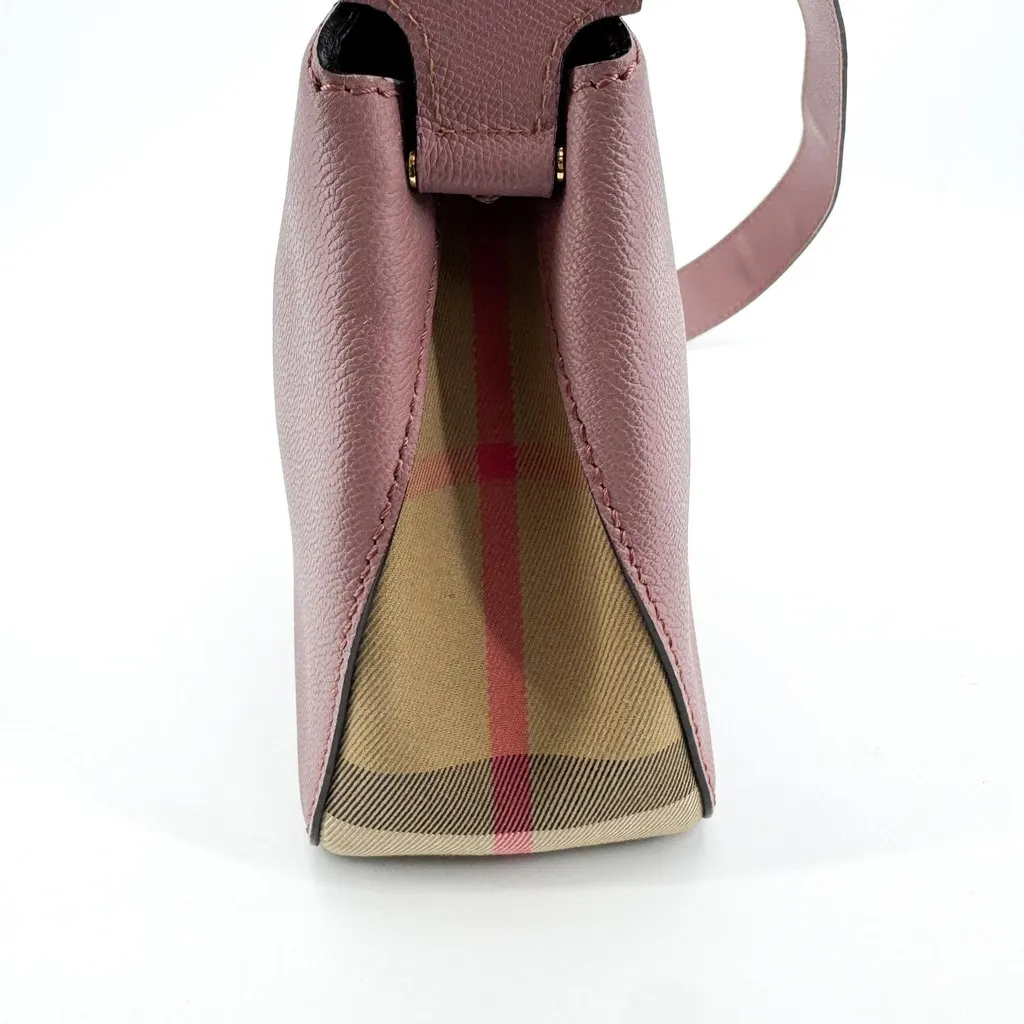Burberry Small Grainy Leather Camera Bag Dusty Pink Pink Leather Good - Model View