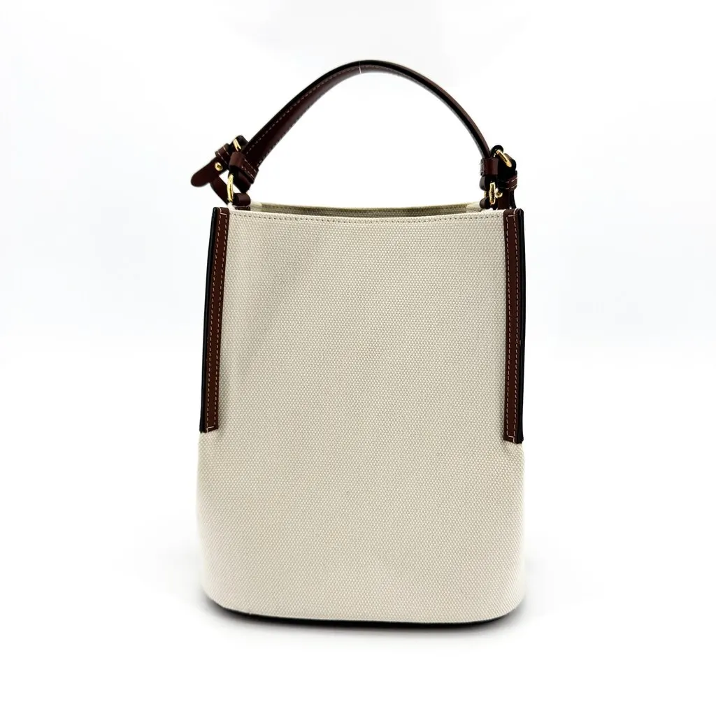 Burberry Small Logo Graphic Canvas Peggy Bucket Bag Natural Tan Brown Cotton Very good - Inside View