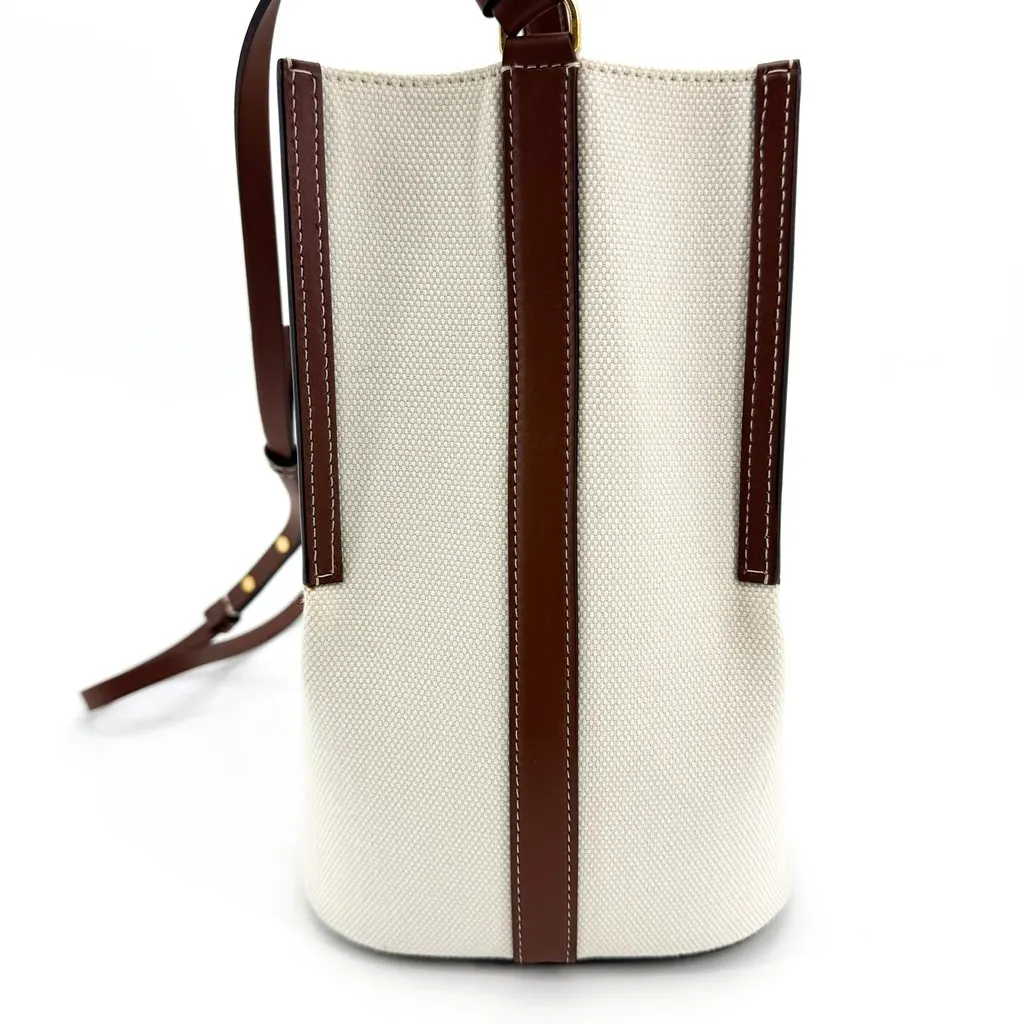 Burberry Small Logo Graphic Canvas Peggy Bucket Bag Natural Tan Brown Cotton Very good - Box View