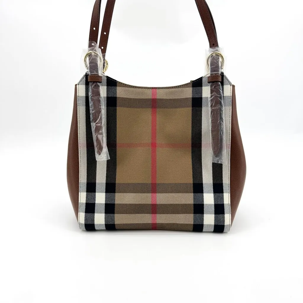 Burberry Small Vintage Check and Leather Hobo Bag Brown Beige Canvas Never worn - Inside View
