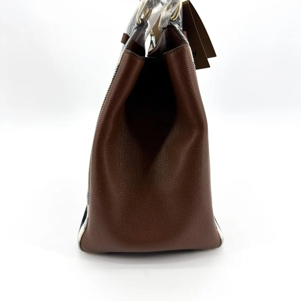 Burberry Small Vintage Check and Leather Hobo Bag Dark Birch Brown Beige Canvas Never worn - Box View