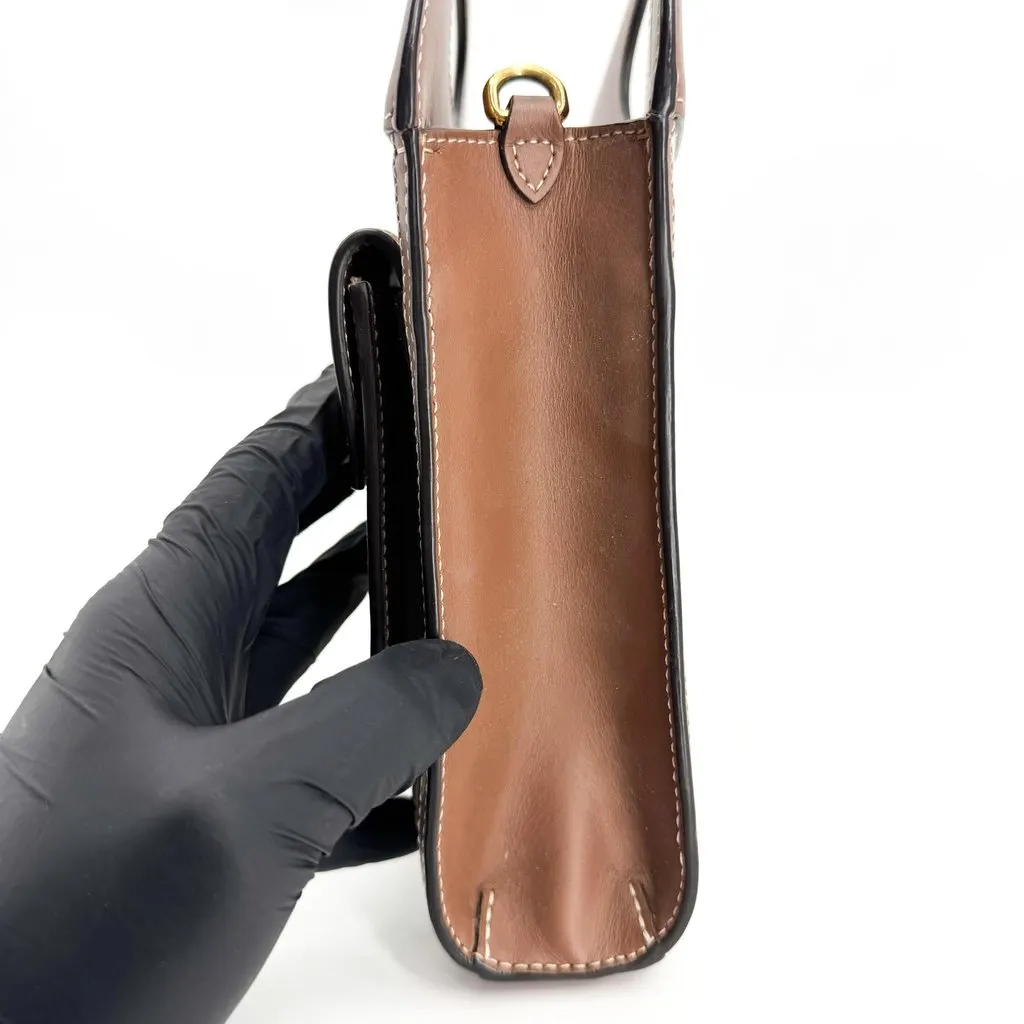 Burberry Mini Horseferry Print Canvas and Leather Pocket Bag Malt Brown Beige Canvas Fair - Inside View