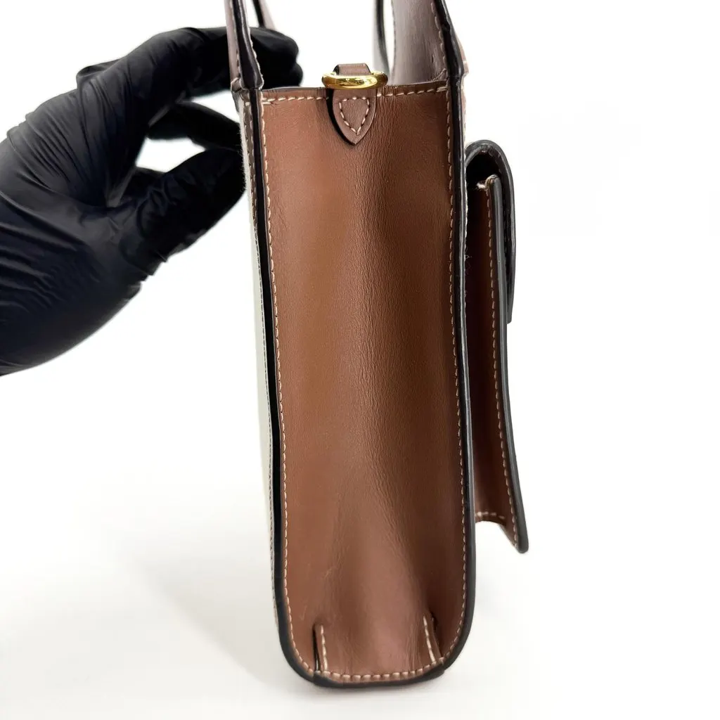 Burberry Mini Horseferry Print Canvas and Leather Pocket Bag Malt Brown Beige Canvas Fair - Model View