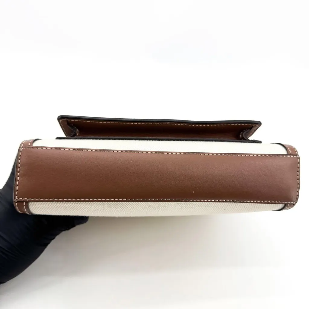 Burberry Mini Horseferry Print Canvas and Leather Pocket Bag Malt Brown Beige Canvas Fair - Box View