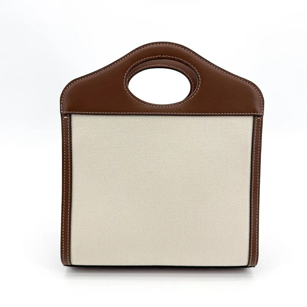 Burberry Mini Two-Tone Canvas and Leather Pocket Bag Malt Brown Beige Canvas Very good - Inside View