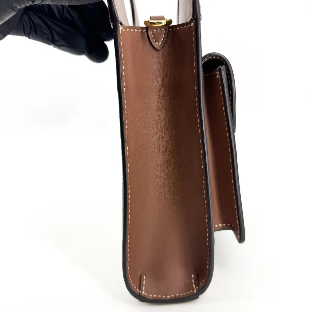 Burberry Mini Two-Tone Canvas and Leather Pocket Bag Malt Brown Beige Canvas Very good - Model View