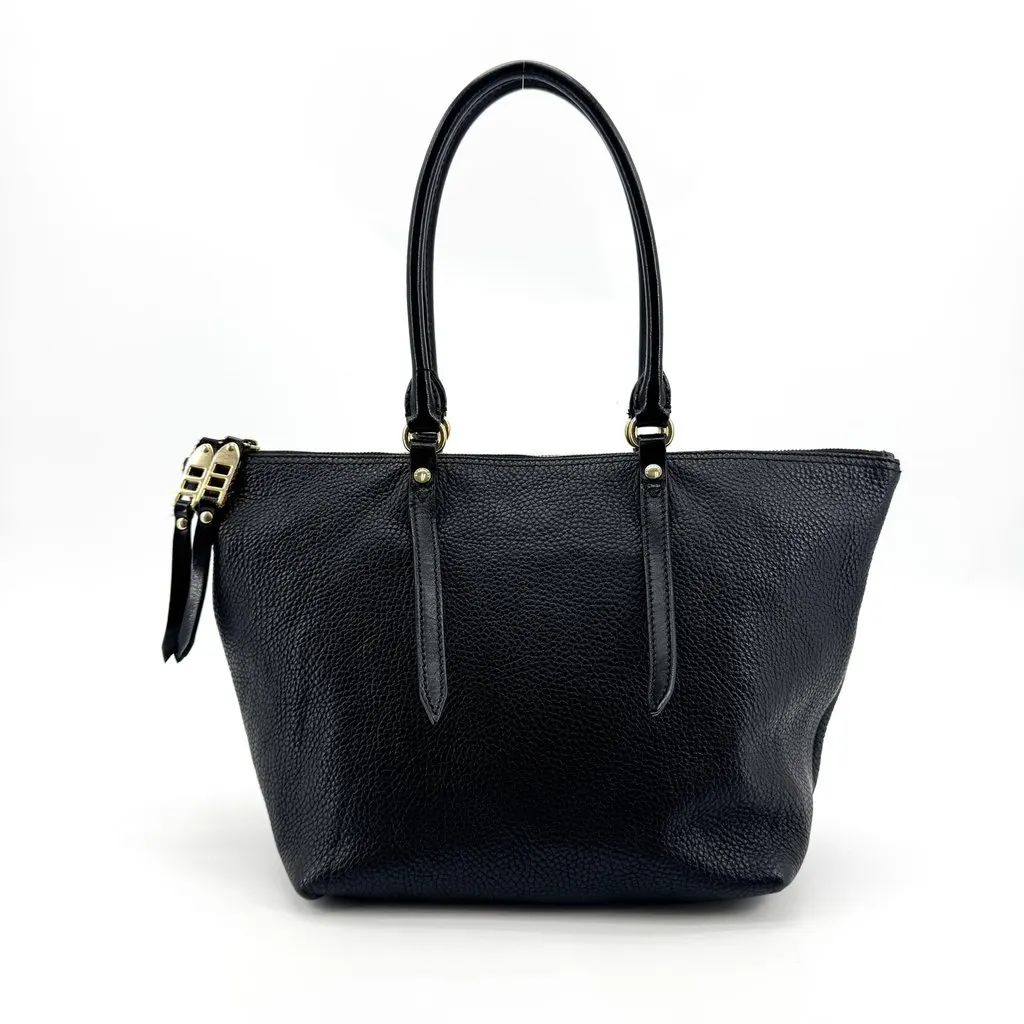 Burberry Grained Leather Small Shoulder Tote Bag Black Black Leather Good - Back View