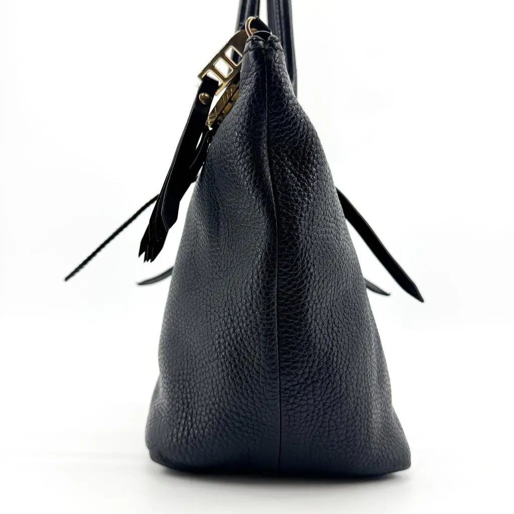 Burberry Grained Leather Small Shoulder Tote Bag Black Black Leather Good - Inside View