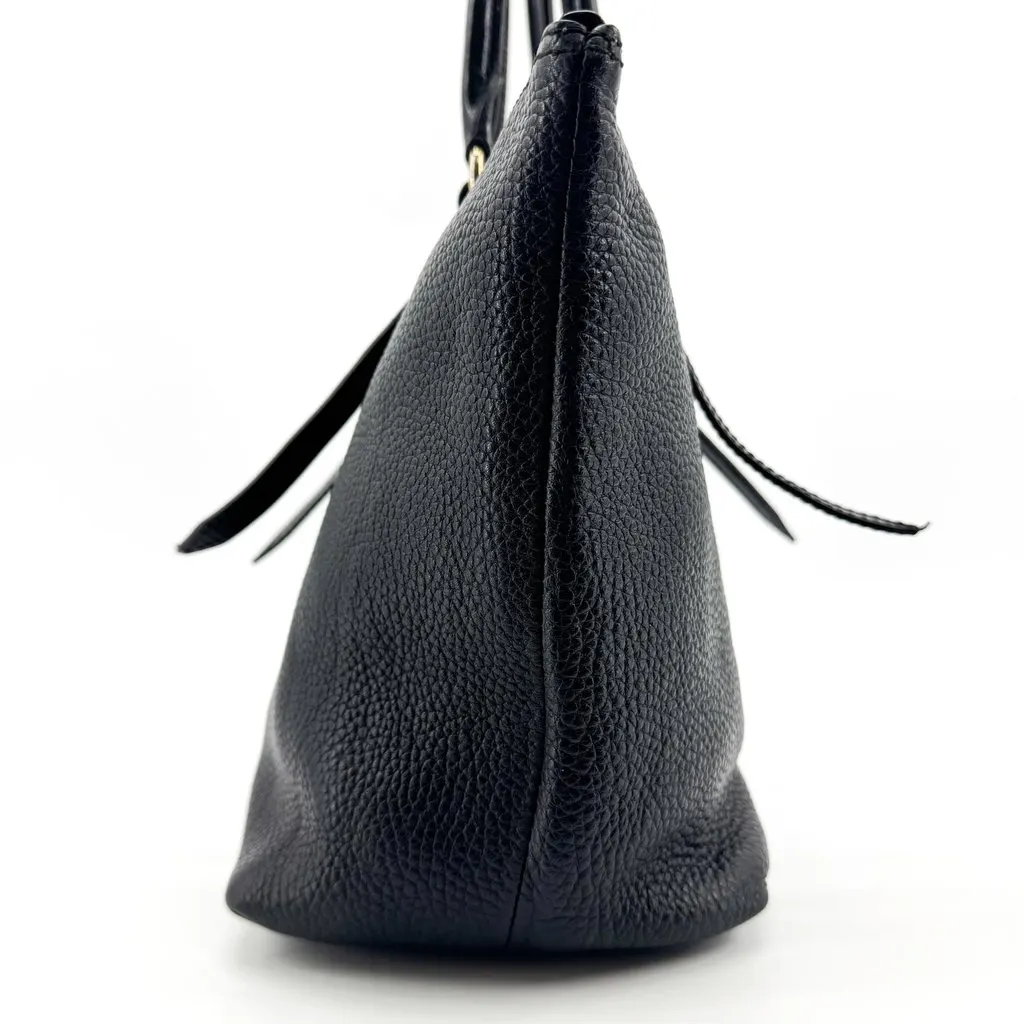 Burberry Grained Leather Small Shoulder Tote Bag Black Black Leather Good - Model View