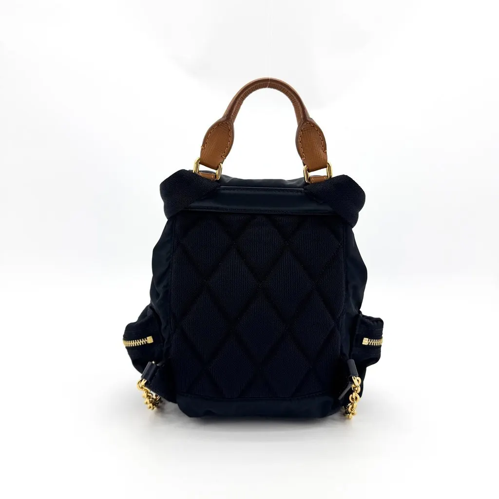 Burberry Technical Nylon and Leather Mini Rucksack Backpack Black Black Polyamide Good - Back View