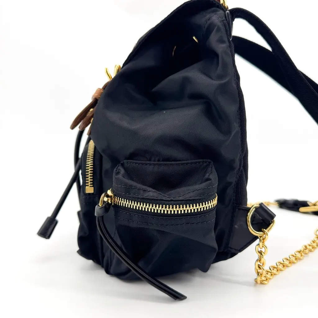 Burberry Technical Nylon and Leather Mini Rucksack Backpack Black Black Polyamide Good - Inside View