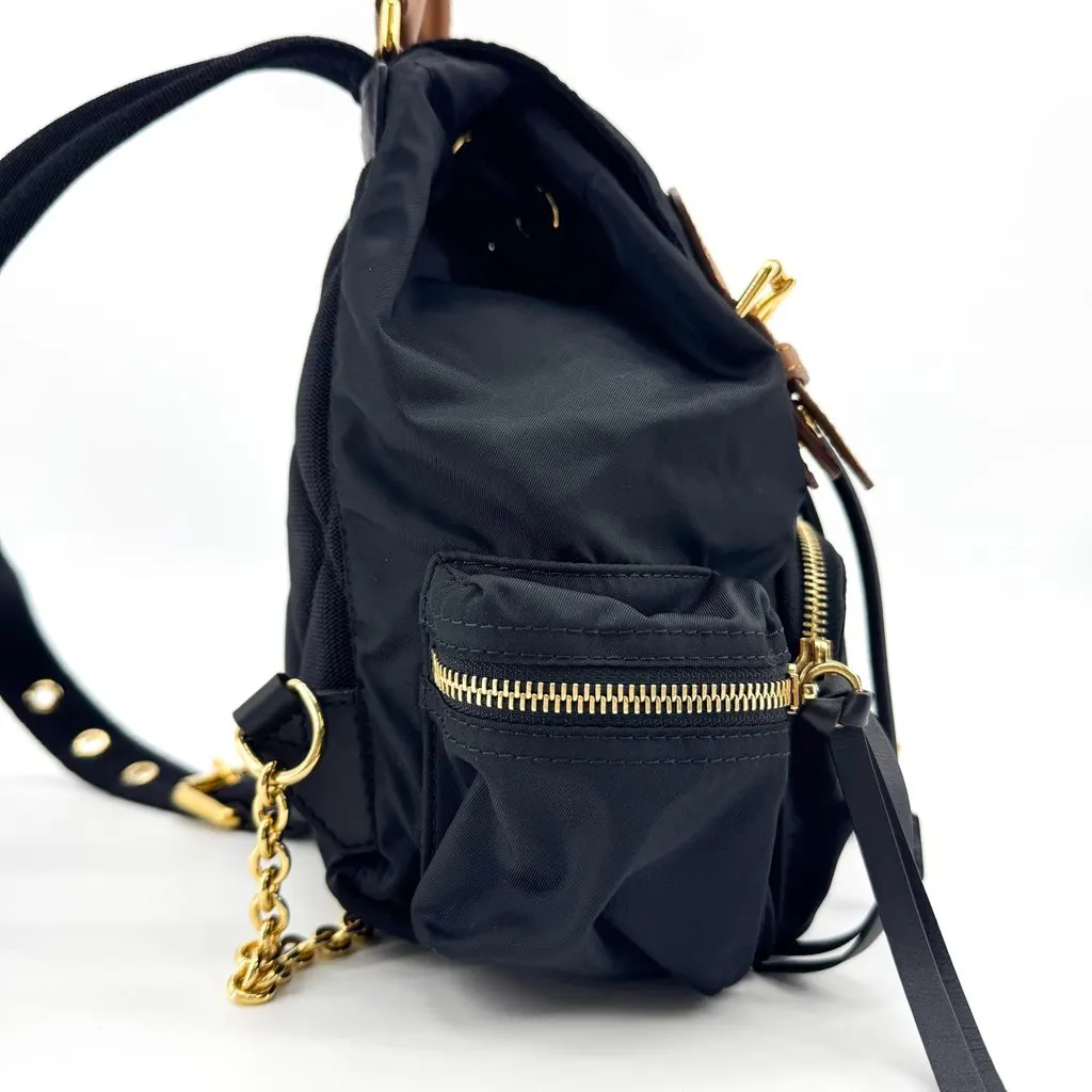Burberry Technical Nylon and Leather Mini Rucksack Backpack Black Black Polyamide Good - Model View