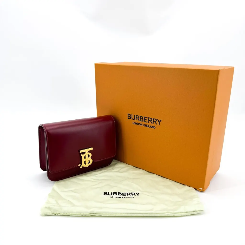 Burberry Mini Smooth Leather TB Bag Red Red Leather Good - Back View