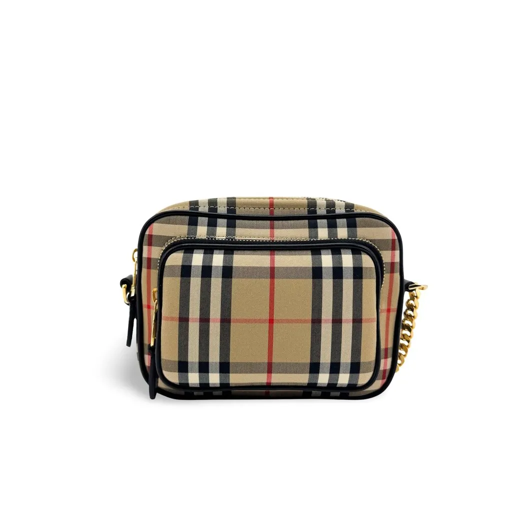 Burberry Vintage Check Canvas Camera Bag Beige Beige Canvas Very good - Front View