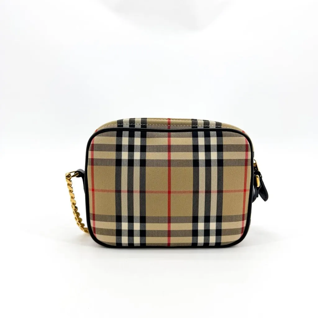 Burberry Vintage Check Canvas Camera Bag Beige Beige Canvas Very good - Back View