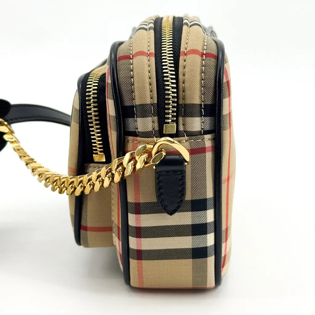 Burberry Vintage Check Canvas Camera Bag Beige Beige Canvas Very good - Inside View