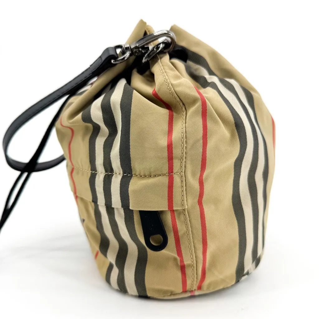 Burberry Icon Stripe Nylon Phoebe Drawstring Pouch Beige Beige Polyamide Very good - Model View