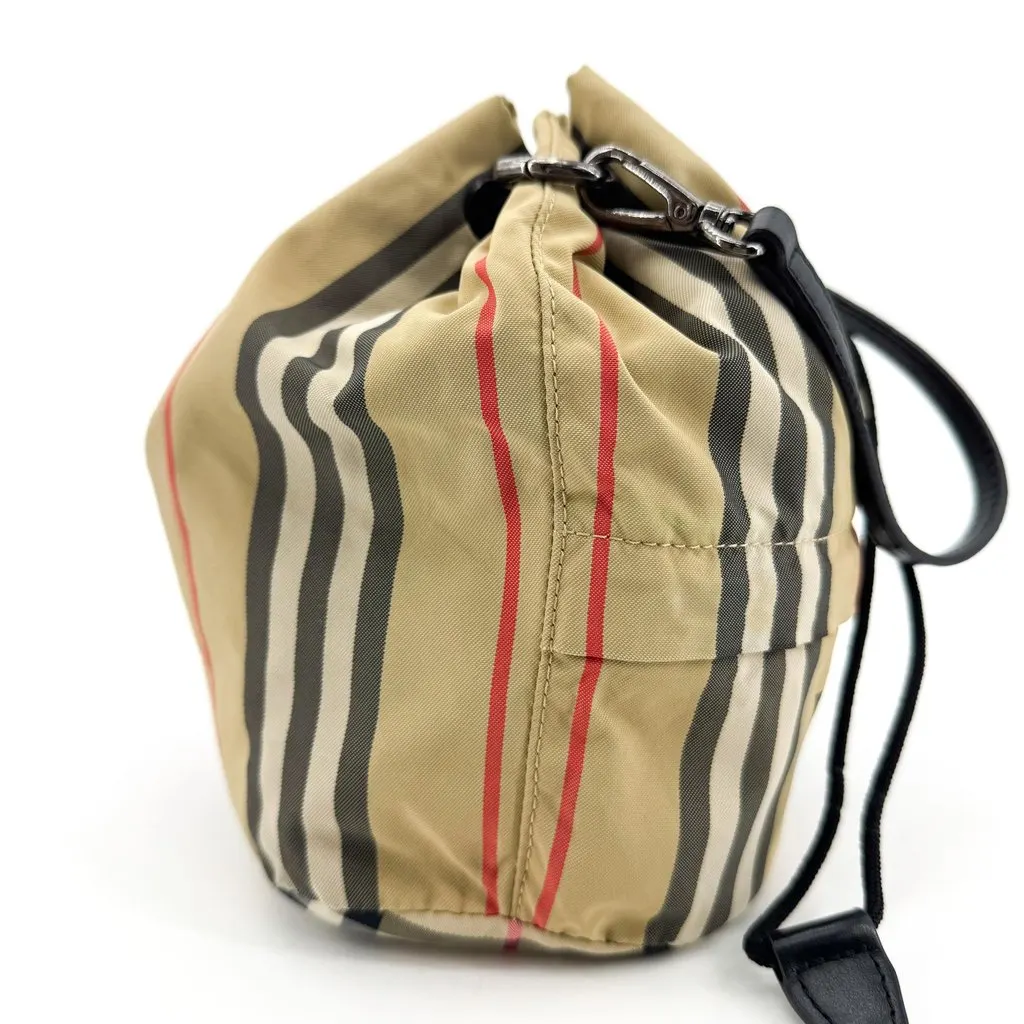 Burberry Icon Stripe Nylon Phoebe Drawstring Pouch Beige Beige Polyamide Very good - Box View