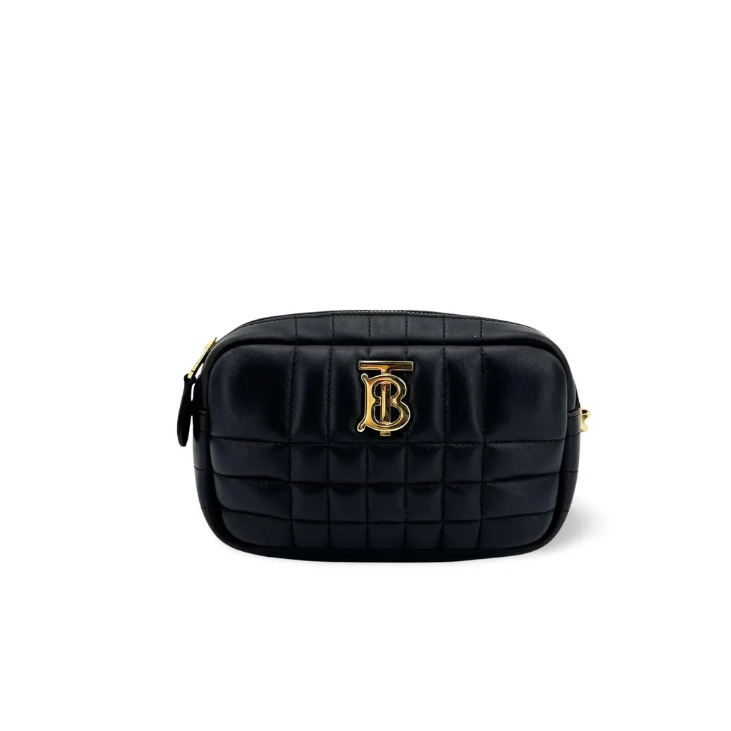 Burberry Mini Quilted Leather Lola Camera Bag Black Black Leather Good - Front View
