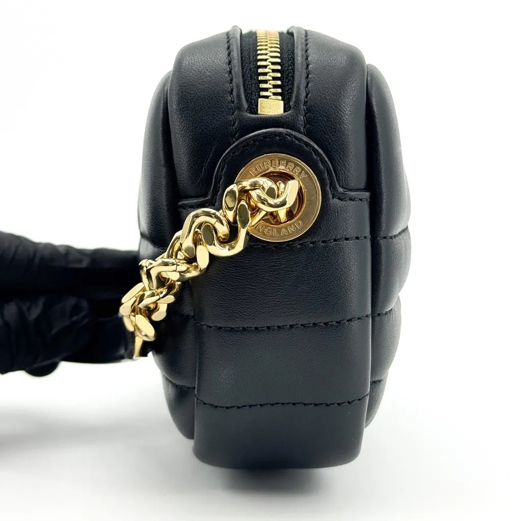 Burberry Mini Quilted Leather Lola Camera Bag Black Black Leather Good - Inside View