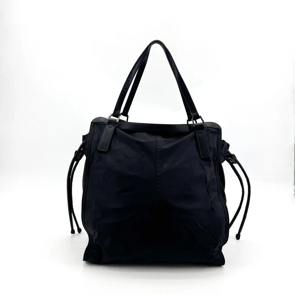 Burberry Nylon Leather Shoulder Tote Bag Black Black Polyamide Good - Back View