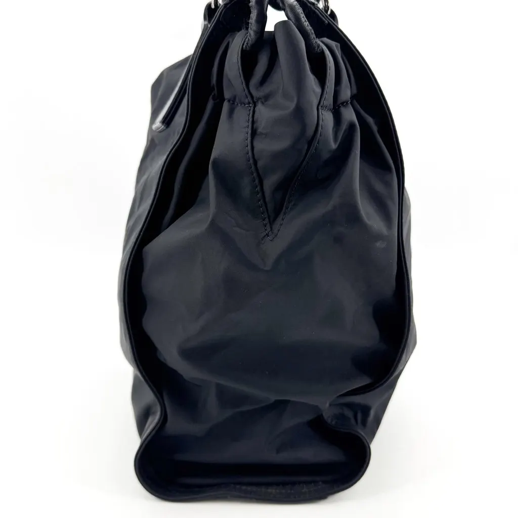 Burberry Nylon Leather Shoulder Tote Bag Black Black Polyamide Good - Model View