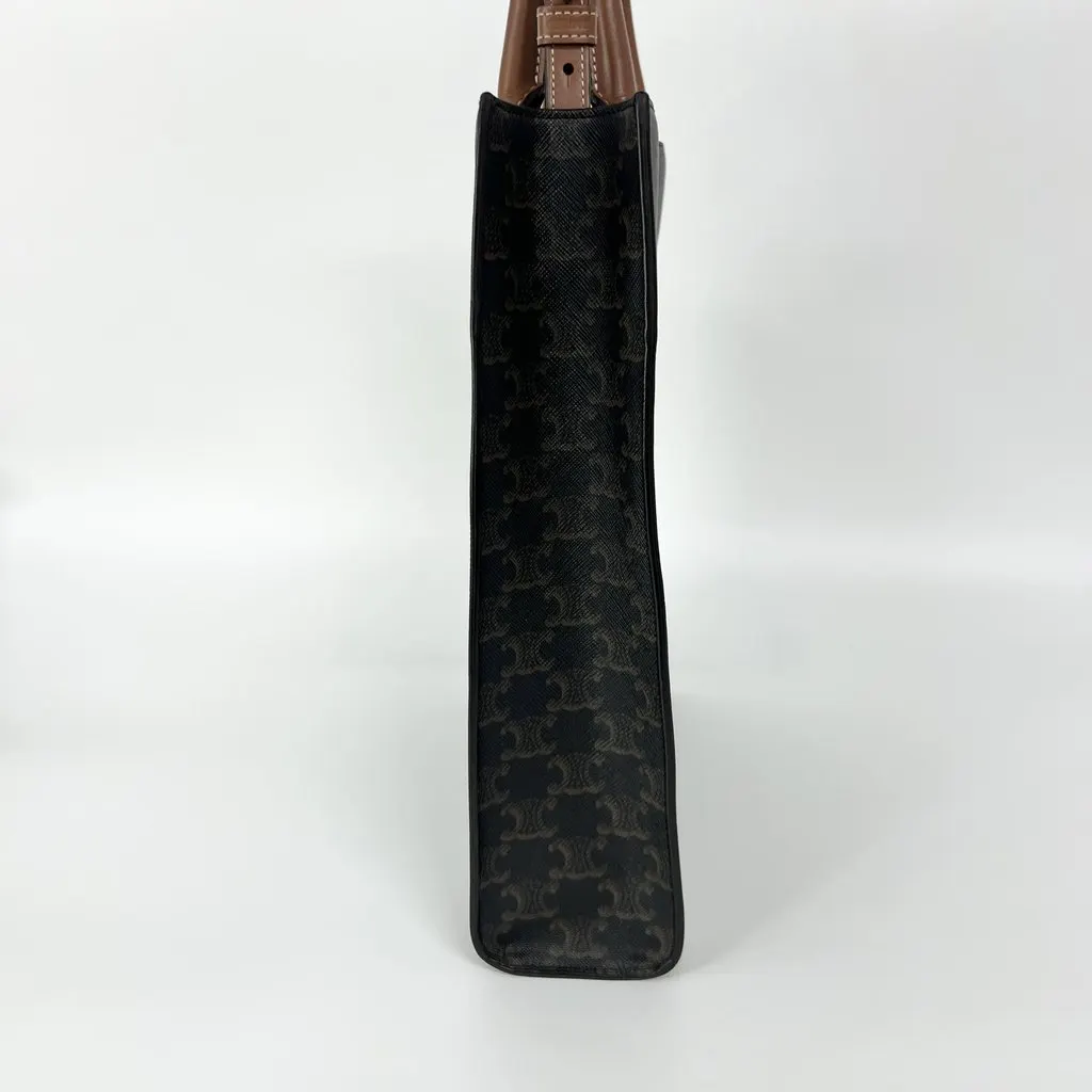 Celine Triomphe Canvas Small Vertical Cabas Bag Tan Brown Canvas Very good - Inside View